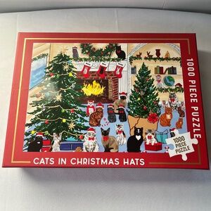 1000 Piece Jigsaw Puzzle Cats In Christmas Hats 19x26 Inches Holiday theme